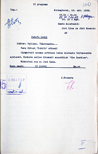 Анонс радиопередачи Побифо-ревю. Газета Раадиолехт (Таллин) № 41 (616) за 14-20 октября 1968 года - сценарий передачи (на эстонском языке)