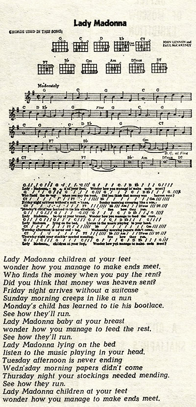 Lady Madonna. Газета The Moscow предположительно 80-х годов